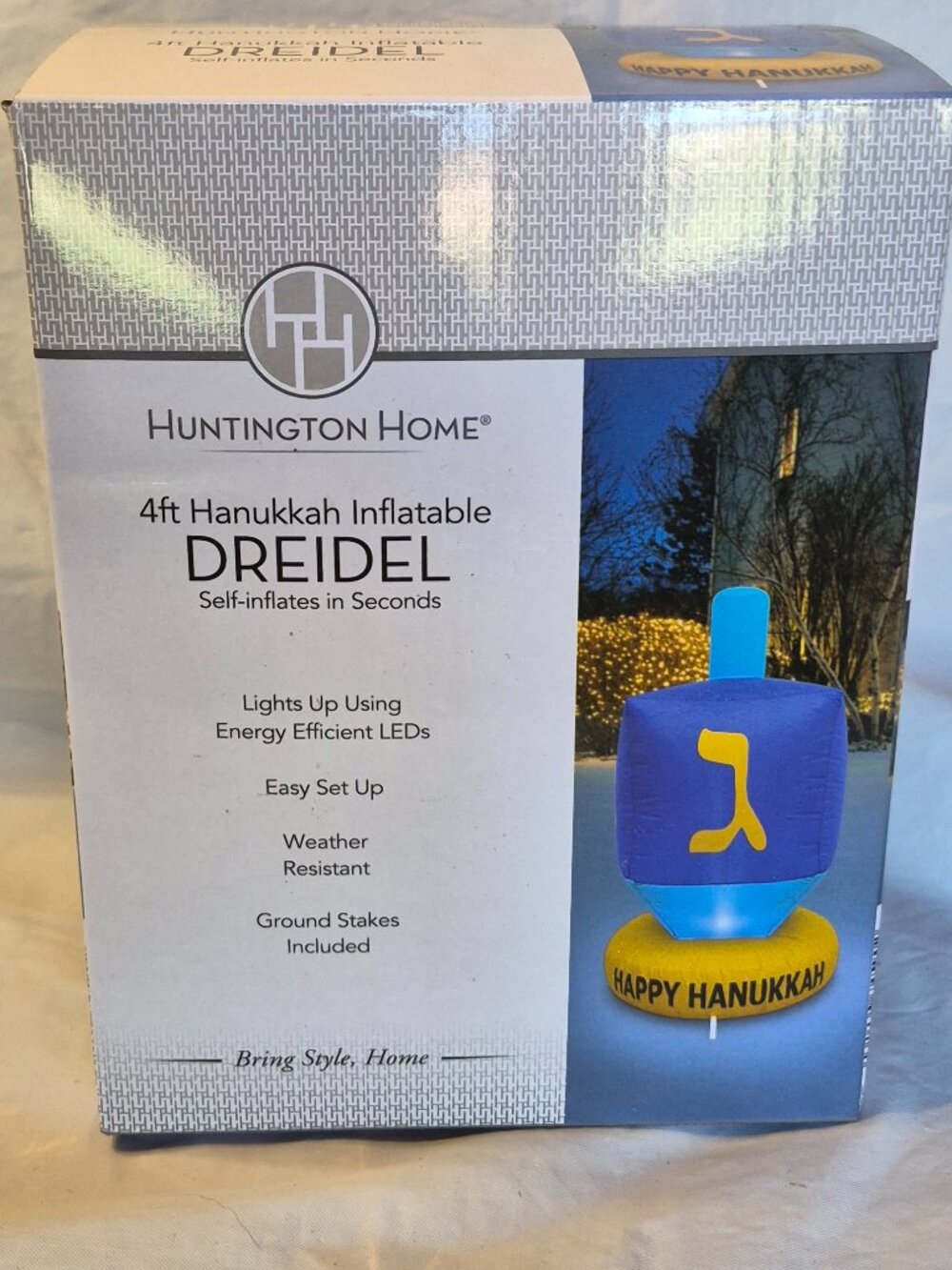 NEW In Box 4 ft Huntington Home Hannukah Dreidel Indoor /Outdoor Inflatable Deco - Picture 2 of 5